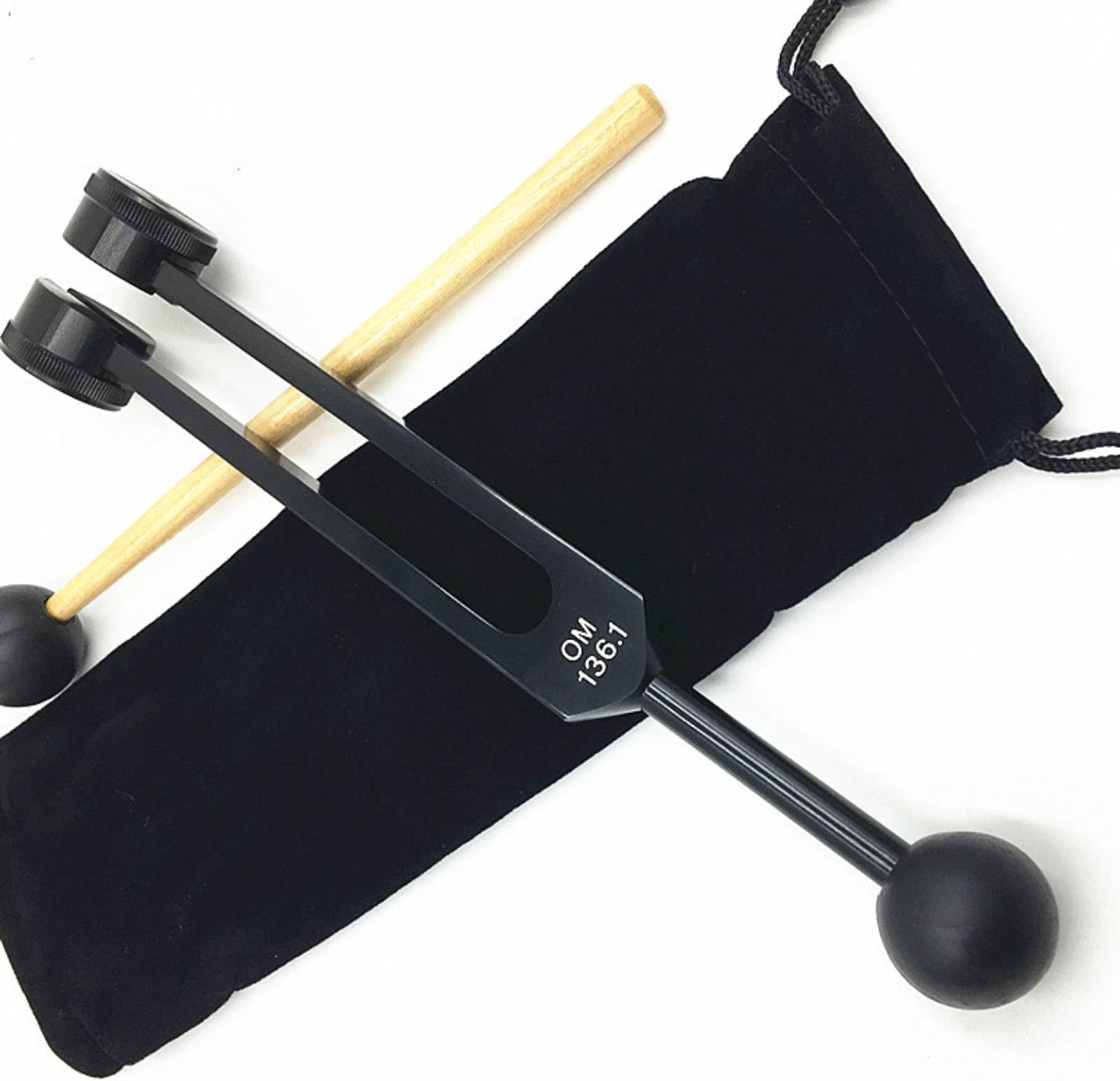 Tuning Forks Set, OM 136.1Hz Frequency Tuning Fork with Hammer and Bag, Heart Chakra Tuning Energy Fork for Sound Healing, Meditation, Immune System and Circulatio, Healing Musical Instrument