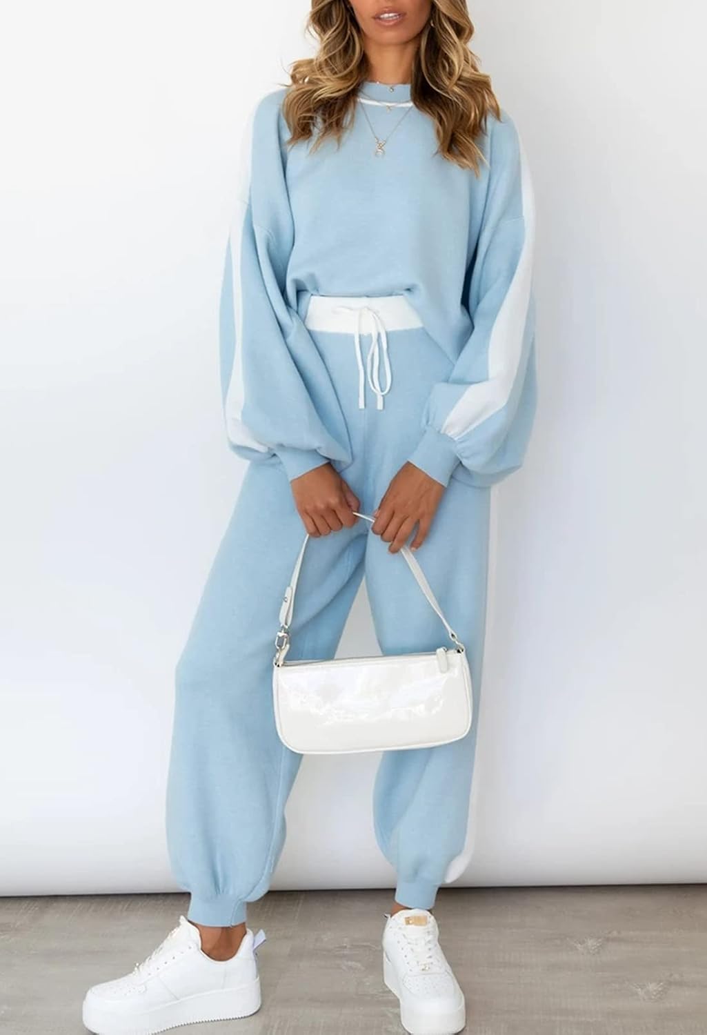 Viottiset Women's 2 Piece Outfits Sweatsuit Casual Knit Pullover Sweater Pajamas Lounge Set - Image 5