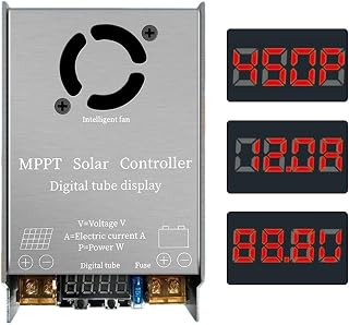 Solar Power Boost Controller, 9V-60V Input 24V-96V Output Charger 450W with LED Display and Intelligent Cooling Fan Compatible with Various Battery Types