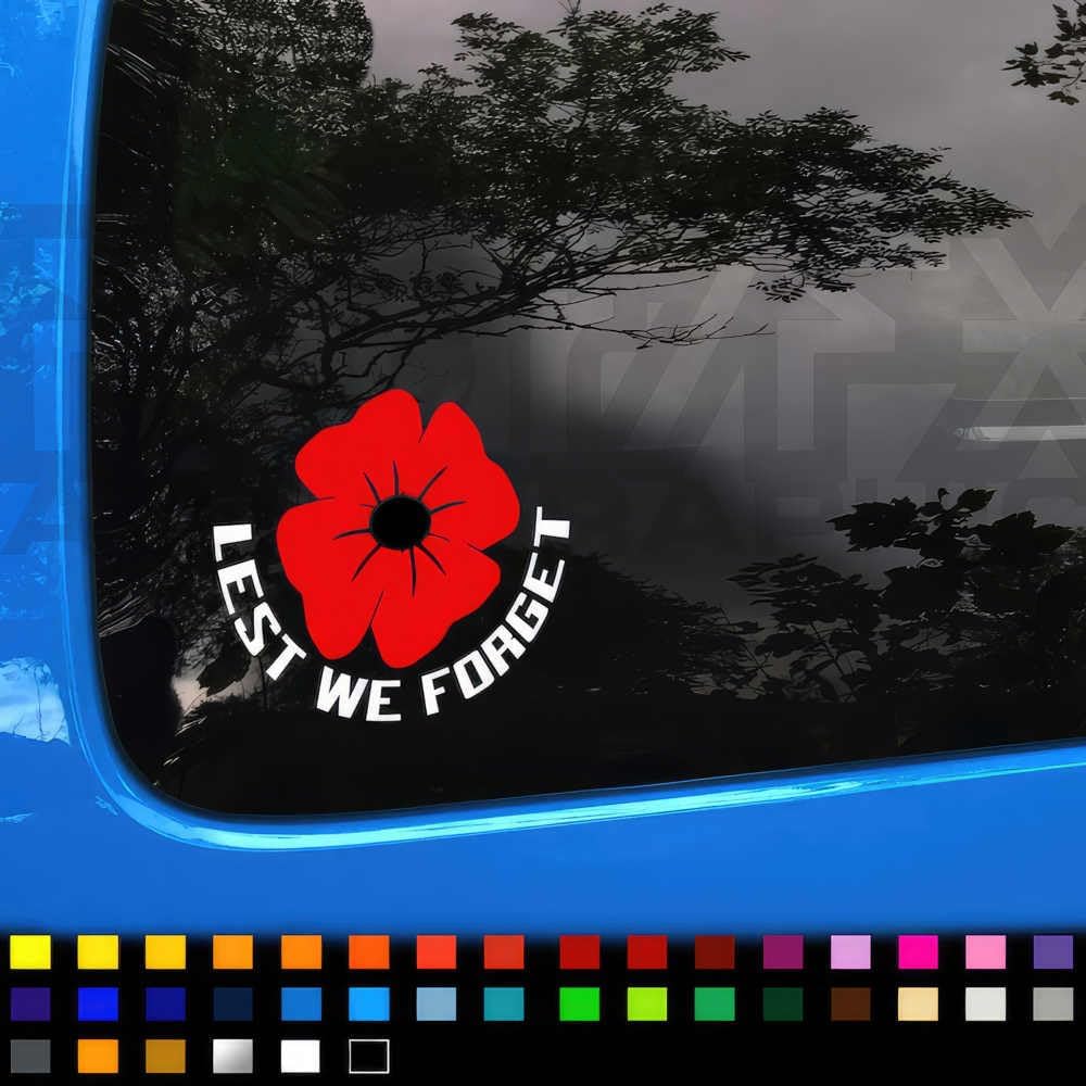 Lest we Poppy Flower, Remembrance Day Sticker, Poppy Flower