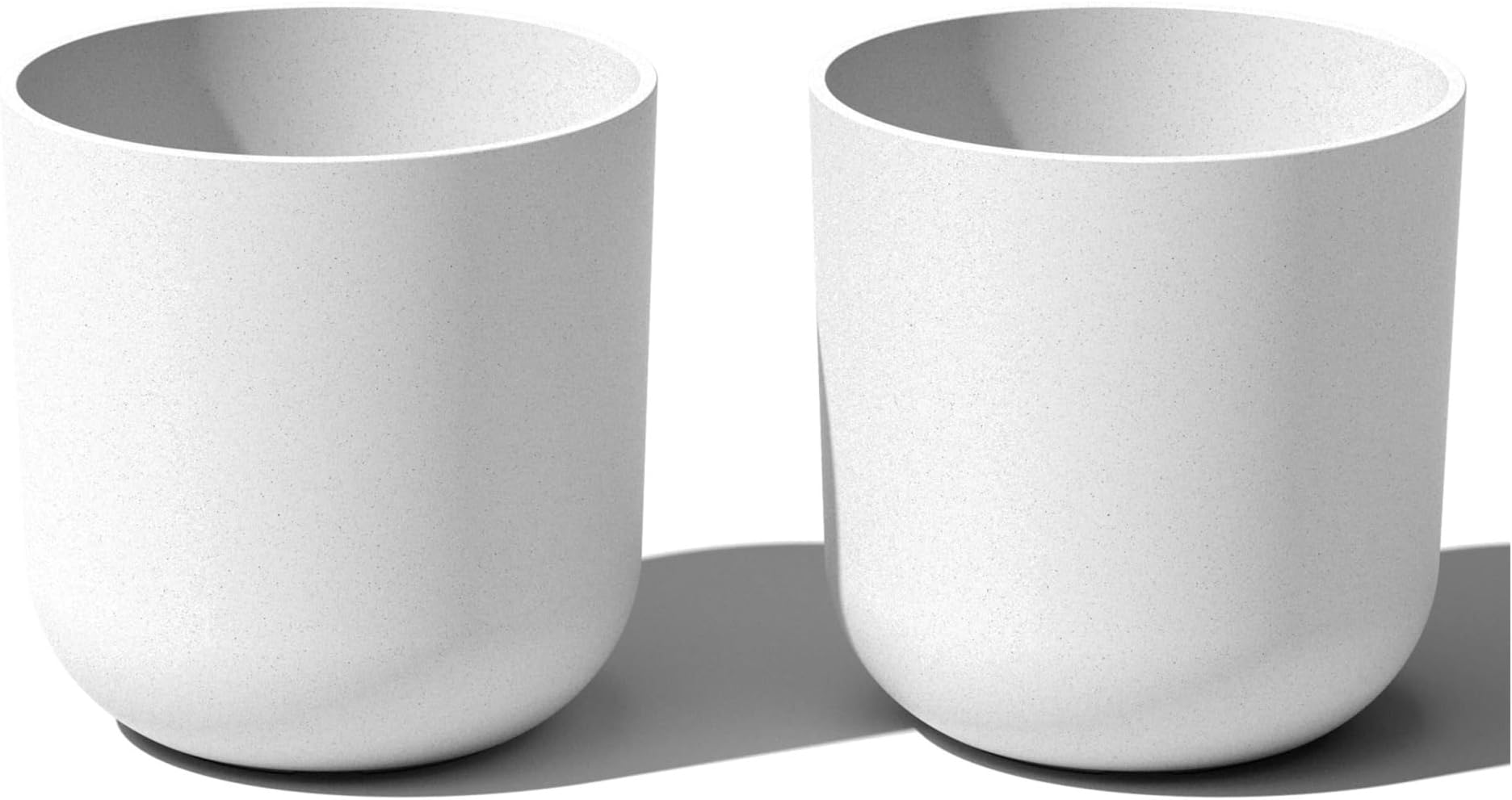 Garden pots Made From Plastic-Stone Composite With Drainage Holes Self watering pot(White,15 inches - 2 Pack)
