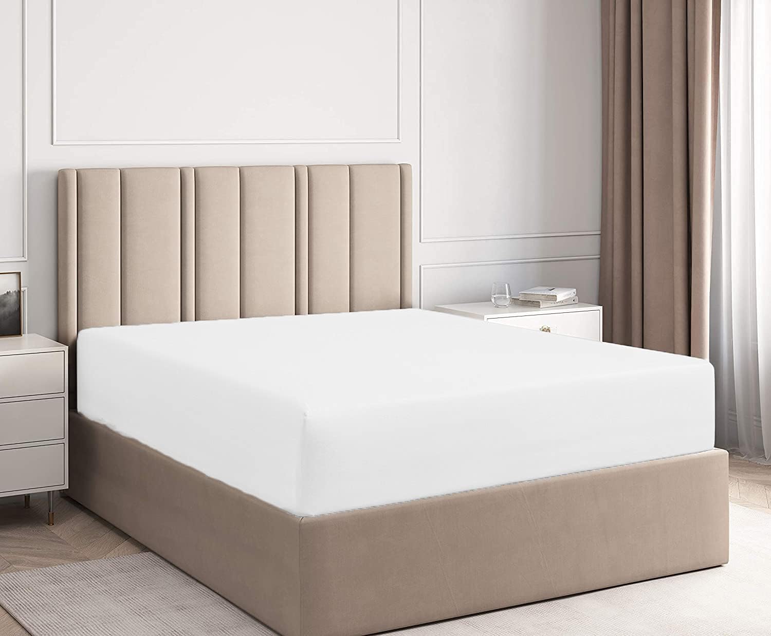 600 Thread Count Egyptian Cotton King Bed Sheet Set White, Luxury Soft Sateen 100% Long Staple Egyptian Cotton Sheet Set King, 1 PC Include 1 Fitted Sheet Size 180x200CM (1 PC Bed Sheet King)