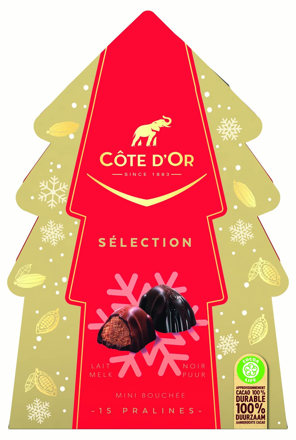 Cote D'Or Mini Bouchee Selection In Christmas Tree Carton - 130g