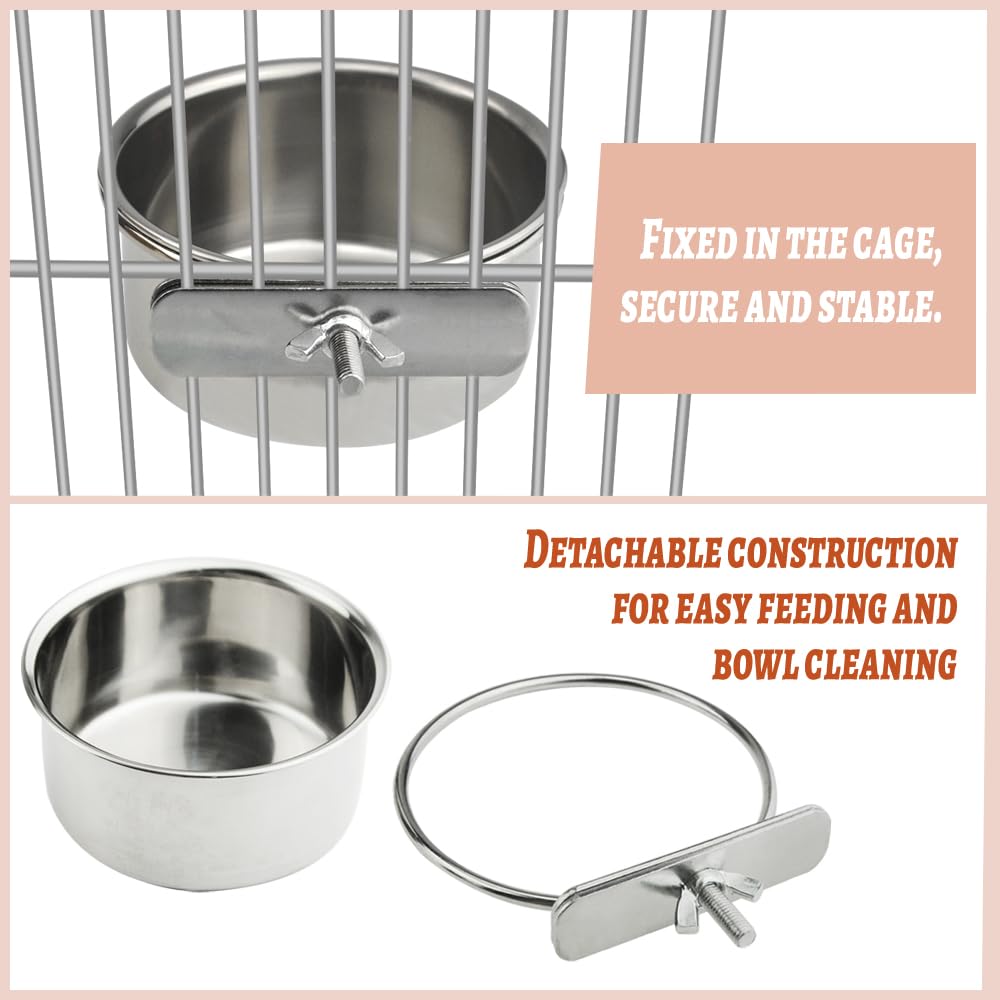 TOVOT 2PCS 10CM Parrot Feeding Bowls Hanging Bowls for Cage Bird Bowls Stainless Steel Pet Feeding Bowls Bird Feeding Dish Cups Pet - Image 4