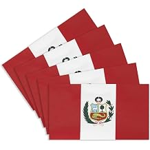 CANTENDO 5Pcs Peru Flag Decal Sticker - Peruvian Flag Reflective Vinyl Car Stickers - for Car Window Bumper Waterproof Sticker 2.5 x 4.5 Inch