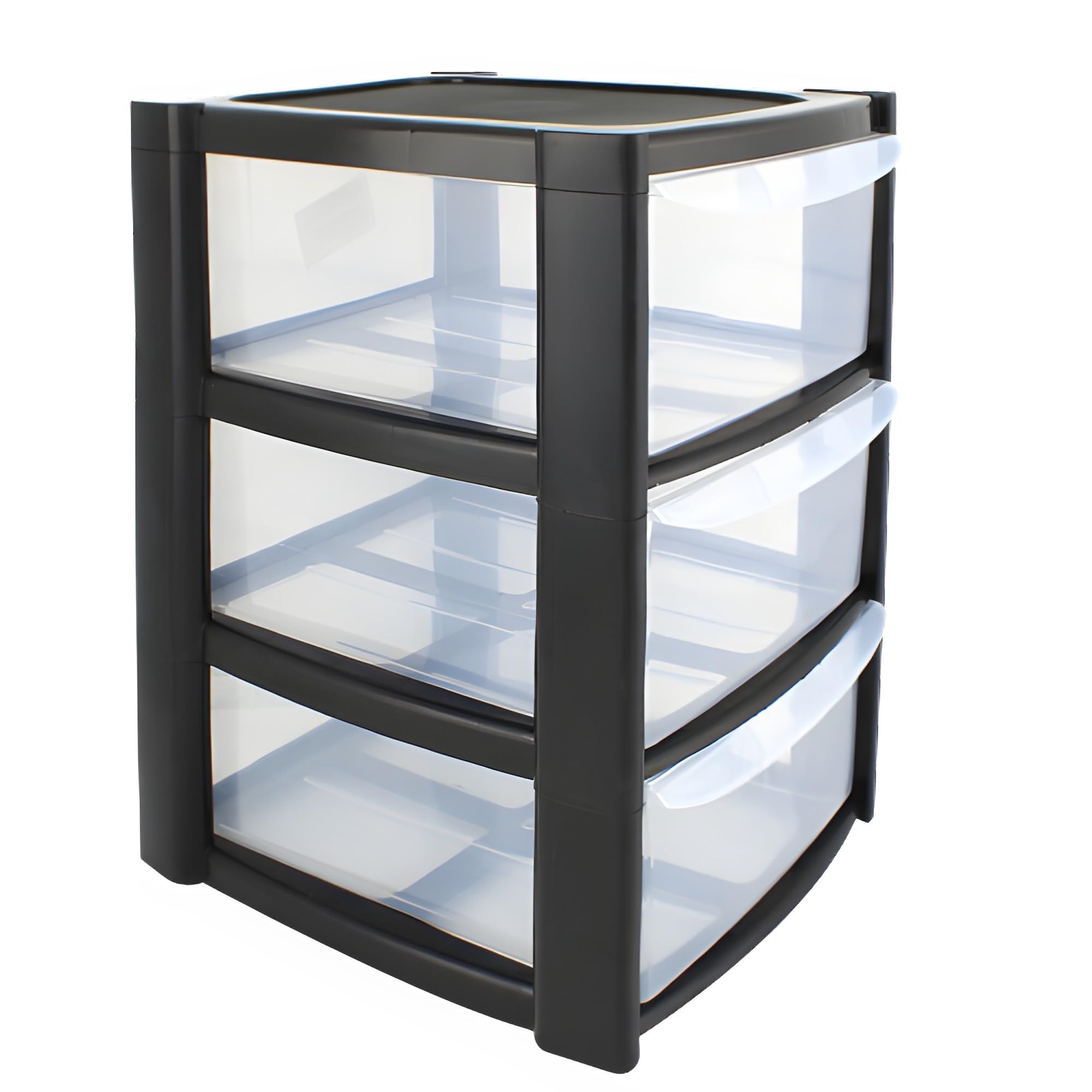Retaaj Assorted,Clear 3 Tier Plastic Storage Mini Clear Drawers Tower Unit Home Office Desktop Bathroom School Stationary Make Up Organiser