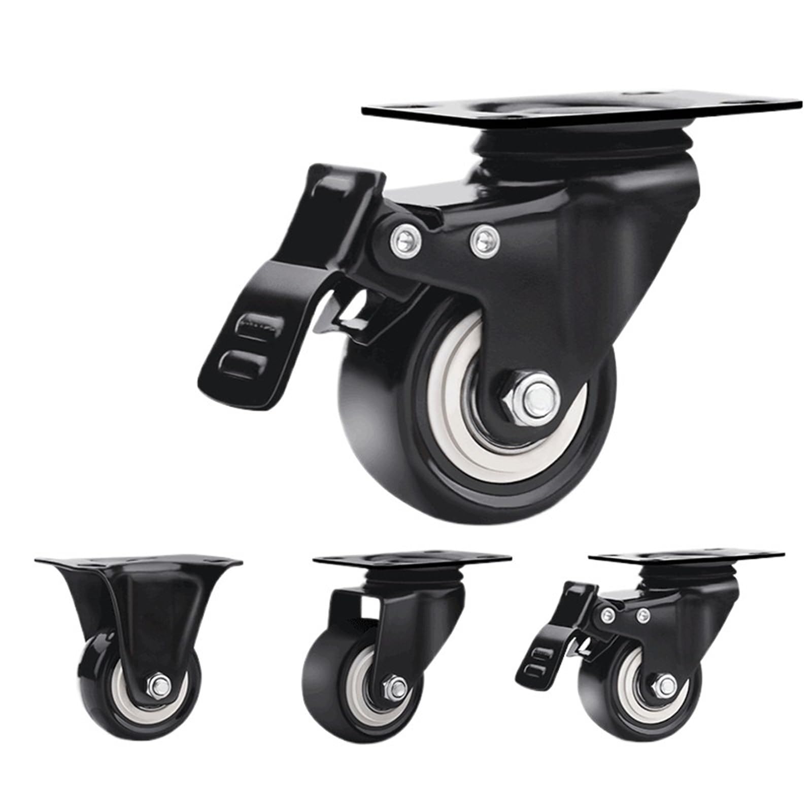 Roulette universelle robuste avec frein 38mm pour meuble et chariot