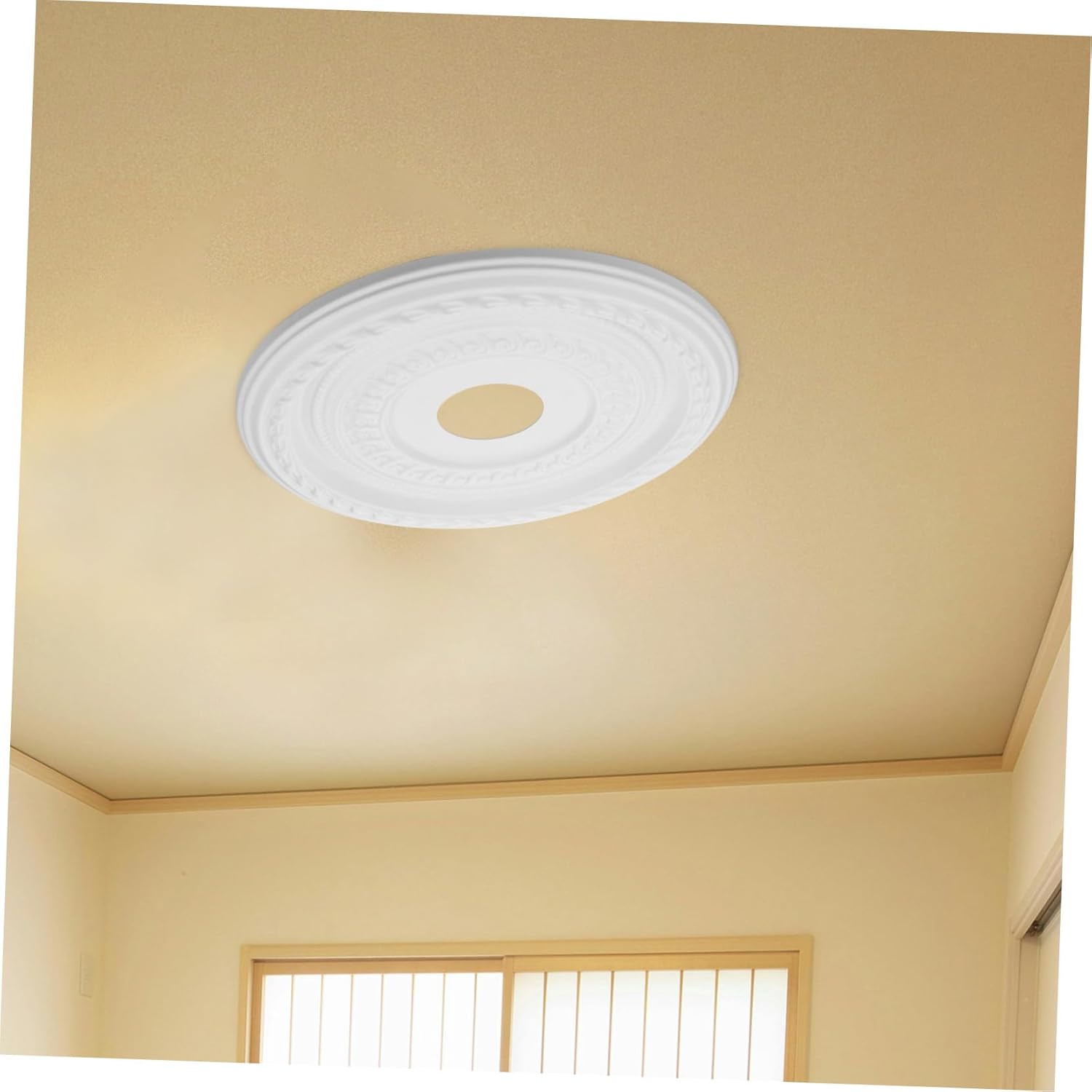 ABOOFAN French Style Ceiling Medallion for Light Fixtures Decorative PU Lighting Cover 12-Inch Round Ceiling Plate Easy Installation for Home Decor
