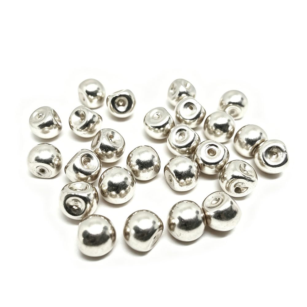 30pcs Round Pearl Sewing Buttons 10mm,Sliver Pearl Decoration Buttons for Cheongsam,Craft,Sweater,Shirt