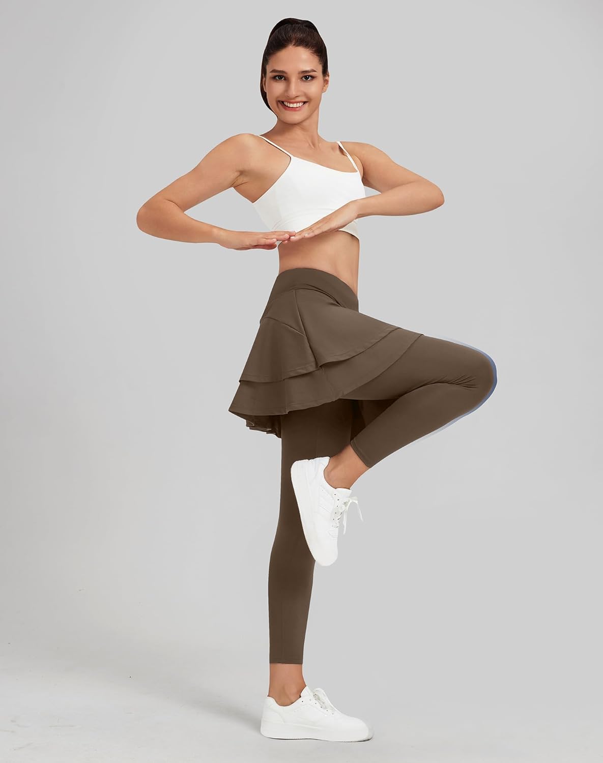 beroy Skirted Leggings for Women Active Tennis Ruffle Pleated Skort Athletic Golf Pickleball Skirt Pockets - Image 6