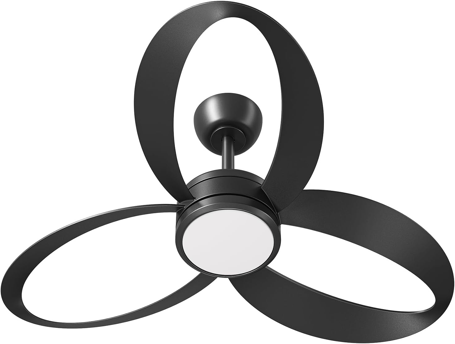 EDISHINE 42" Unique Black Ceiling Fans with Lights, 3 Looped Blades, Remote Control, Quiet DC Motor, 3CCT Dimmable, 6 Speeds, Reversible, Indoor Modern Ceiling Fan for Bedroom, Kids Room, Living Room