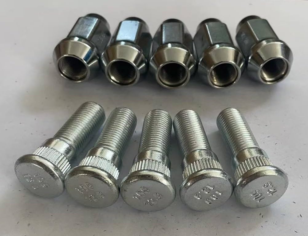 5PCS Bolts 610-109 1/2-20 Serrated Wheel Stud - .625 in. Knurl, 1-5/8 in. Length with 19mm Hex Lug Nuts Replacement for 1964-1973 Jeep DJ, 1949-1983 Ford, 1990-1999 Jeep Cherokee