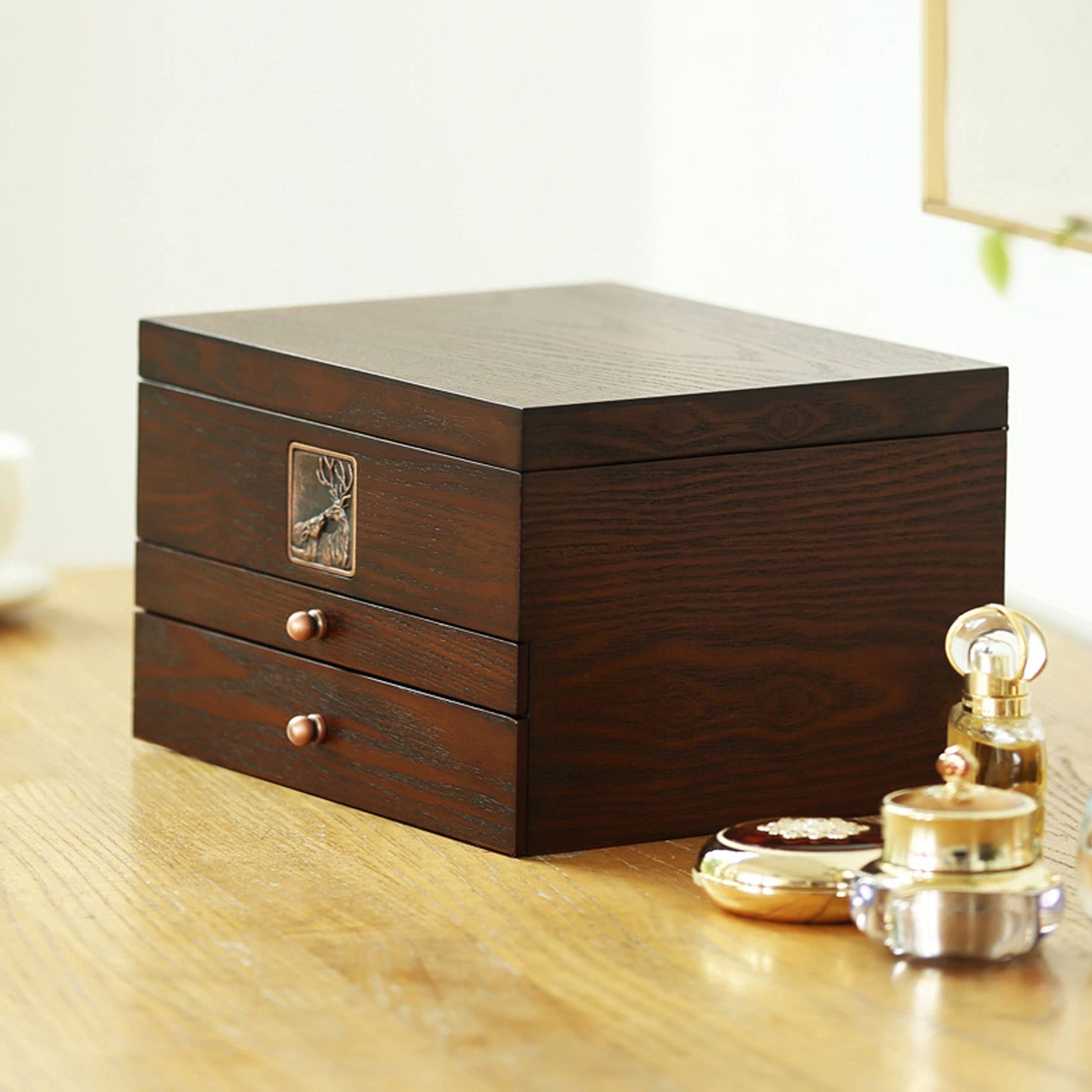 Joyero de viaje Caja de joyería de madera de lujo Collar de terciopelo de madera Anillo Pendiente Reloj Organizador Caja de almacenamiento de joyería Ataúd Organizador de joyería Caja de almacenamient