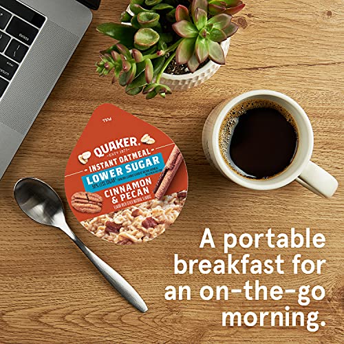 Quaker Instant Oatmeal Express Cups 50% Less Sugar, Cinnamon Pecan, 1.41 Ounce (Pack Of 12) #TOP1