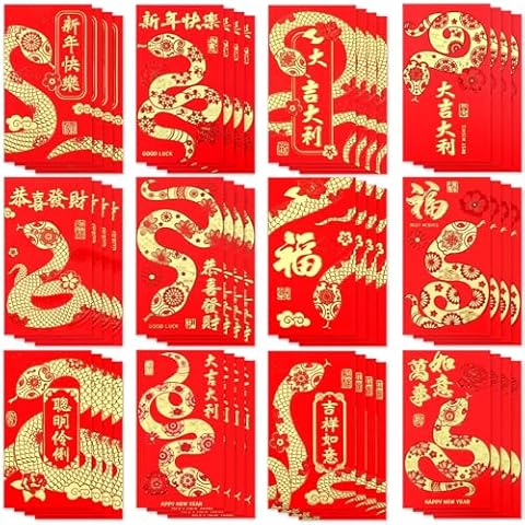 UPINS 48Pcs Chinese New Year Red Envelopes Cover