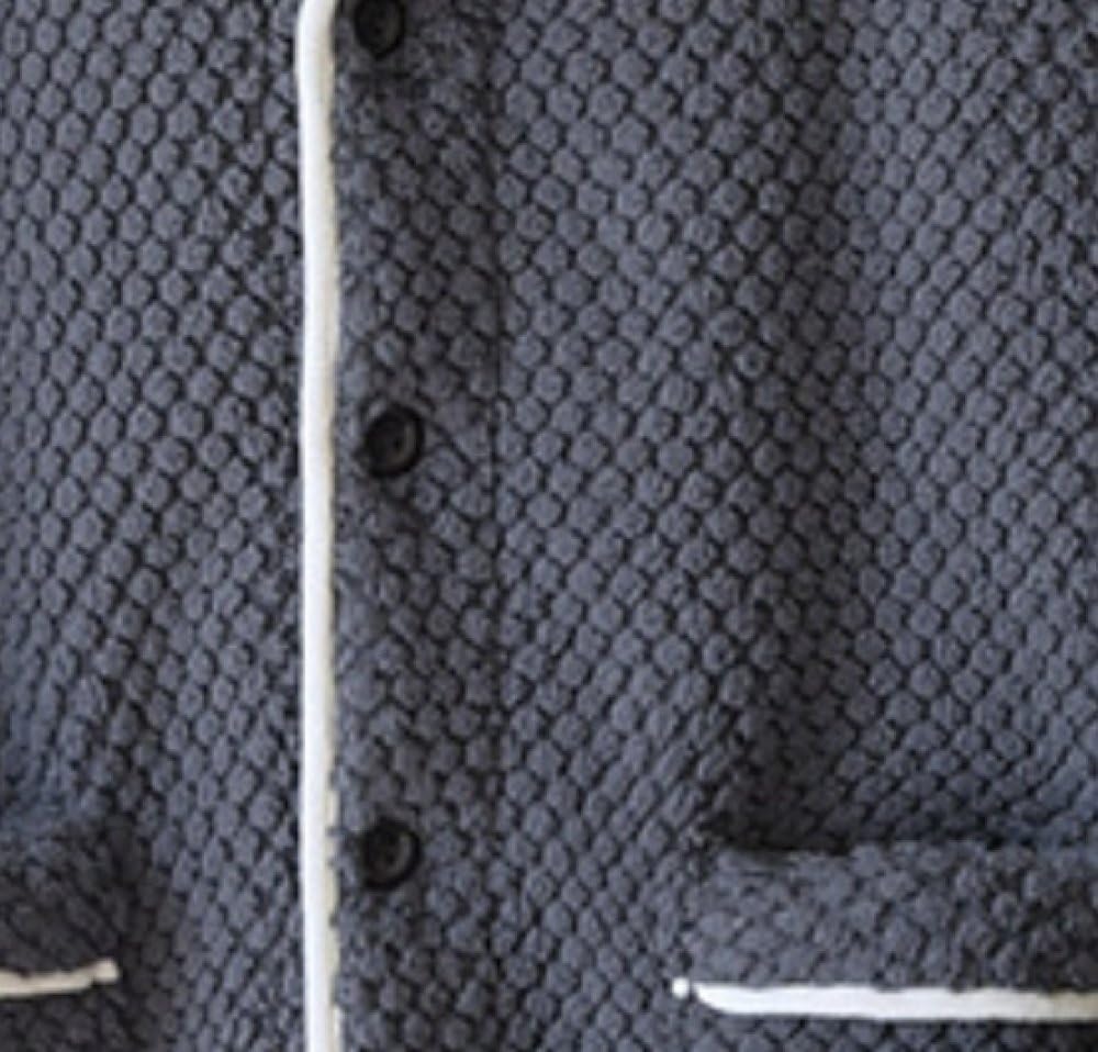 Parejas Pijamas De Franela Cálidos Pjs para Conjuntos De Mujeres, Solapa con Bolsillo Suave Dos Pijamas A Juego Conjunto De Ropa De Descanso Esponjosa Manga Larga Top Bottoms PJ Invierno