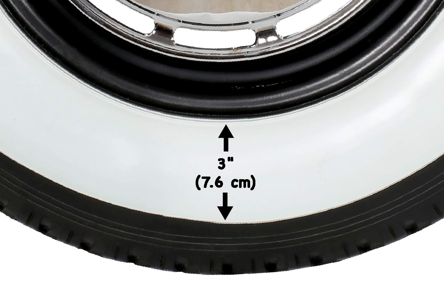 16 inch Rims 3 inch Wide White Wall Portawalls Topper Rubber Tire Ring Set of 4 Pcs.