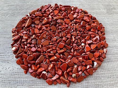 Image of GAF TREASURES 2 oz Lot Natural Semi Tumbled Gemstone Chips, Crushed Mini Crystals, Undrilled Crystal Chips (Red Jasper)