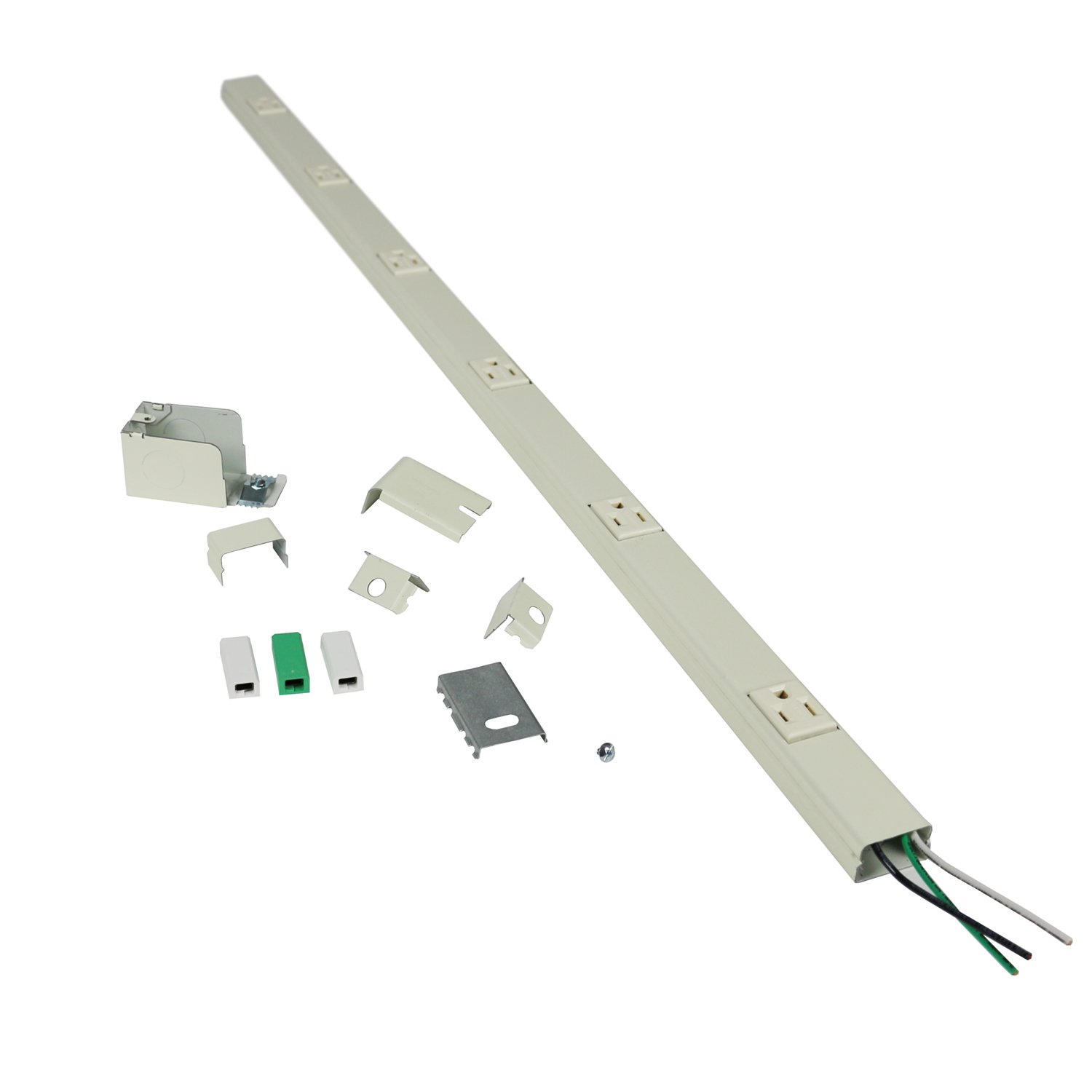 WIREMOLD V20GB306TR 3' Tamper Resistant, Pre-Wired Strip, 6 Outlet, Steel, Ivory