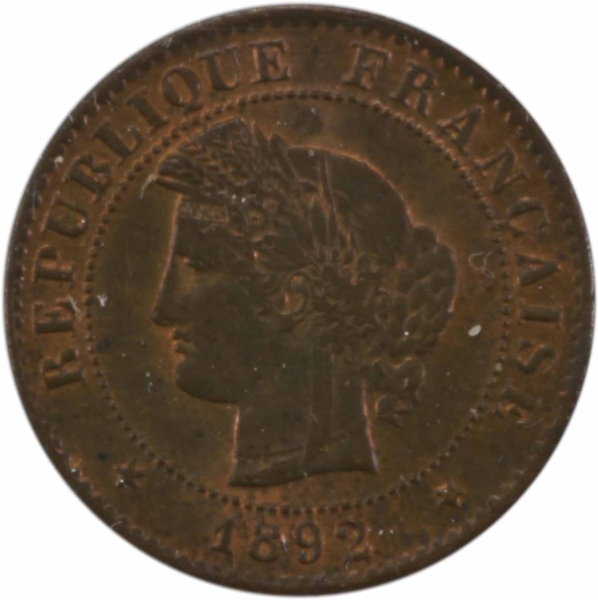 1892 P A France 1 Centime KM826.1 Uncertified UNC