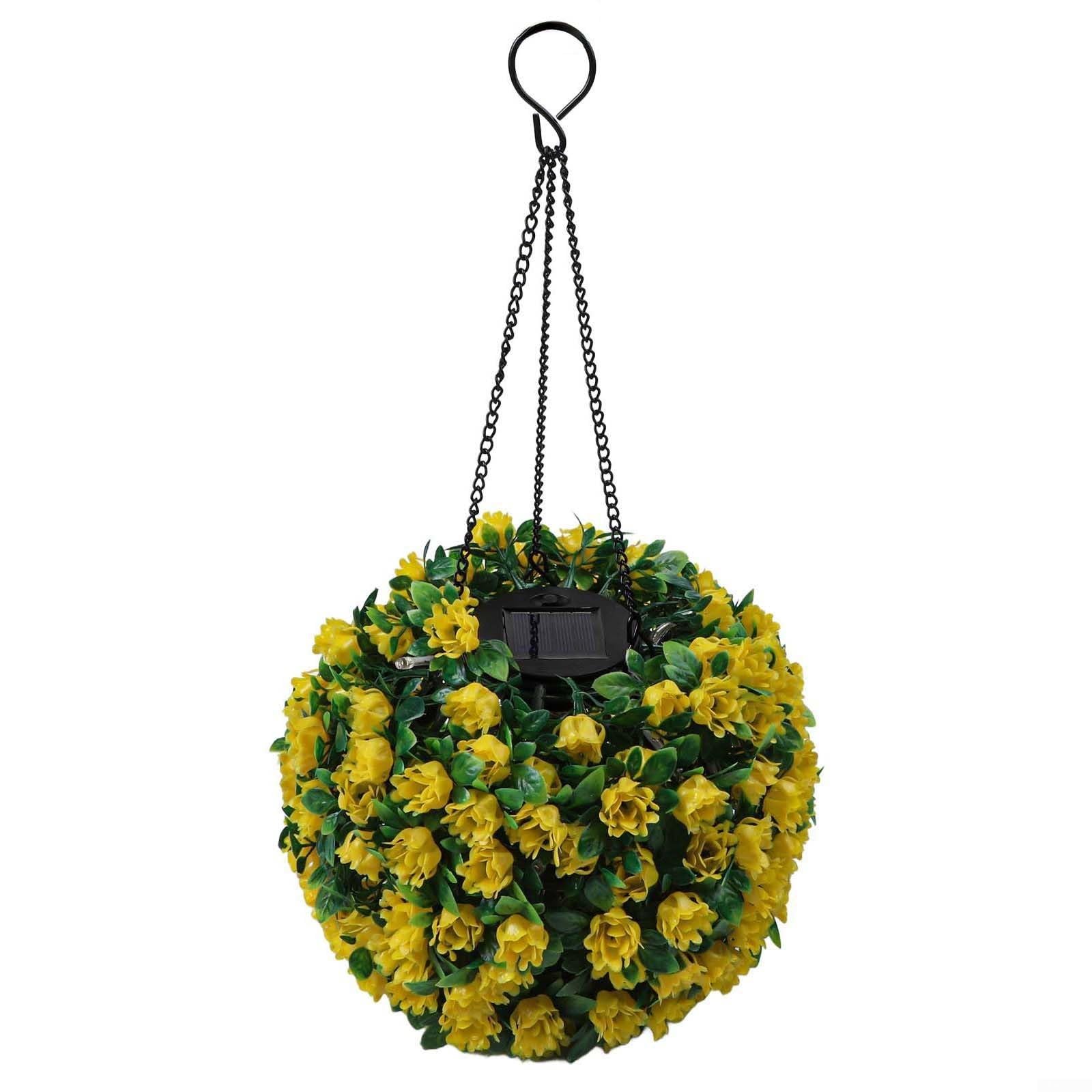 Lampada a sfera da appendere all'esterno, a energia solare, pianta artificiale resistente alle intemperie per la decorazione del giardino (B)