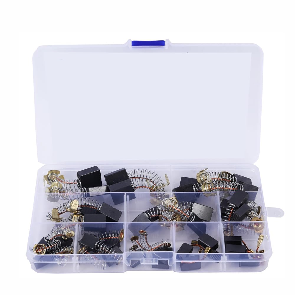 40Pcs Electric Motor Carbon Brush,10 Sizes Power Tool Carbon Brush Replacement for Angle Grinder, Circular Saw, Electric Hammer - 44#/153#/43#/303#/103#/21#/411#/51#/DW100#/6-100#