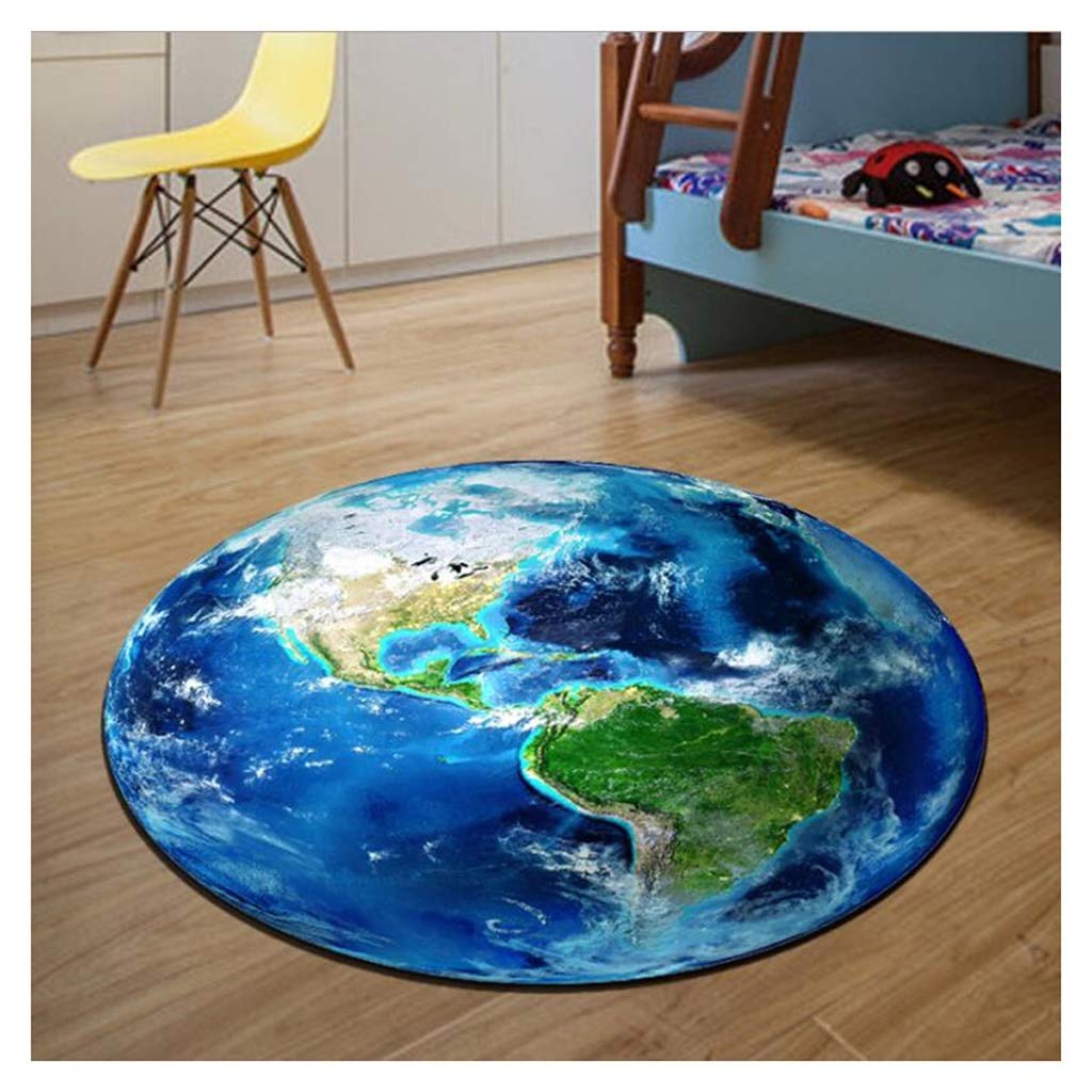 Tapis rond antidérapant motif Terre 3D pour chaise de bureau et chambre d'enfant