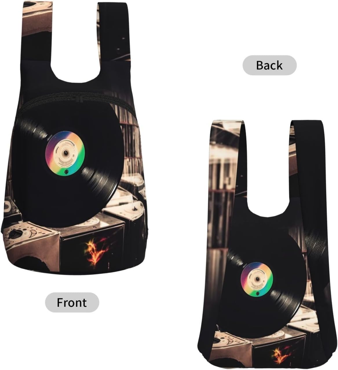 Vinyl Records Backpack - Lightweight 16L Foldable Hiking Daypack Packable Back Pack Travel Bag Zipper image 2