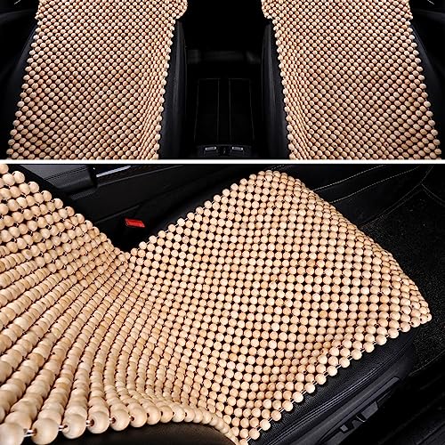 LACDL Beaded Seat Covers for Cars, Beaded Cooling Car Seat Cover for Trucks, Auto Ventilated Seat Cushion, Natural Wood Breathable Car Seat Beads, Seat Cooler Pad Sweat Protector for Summer, Burlywood - Thumbnail 6