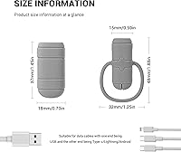 Vista 2 de Protector de cable de cargador, 6 protectores de cable USB antideslizantes de silicona, 2 en 1, funda protectora de extremo de cable de carga