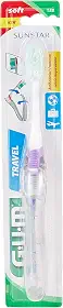 Escova Dental para Viagem GUM com cerdas antibacterianas e limpador de língua, Gum, Sortidas