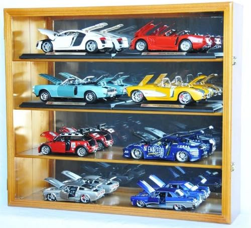 Miniatura 2 de Estante de exhibición fundido a presión a escala 1/18 con protección UV, con cerradura con espejo trasero, color negro