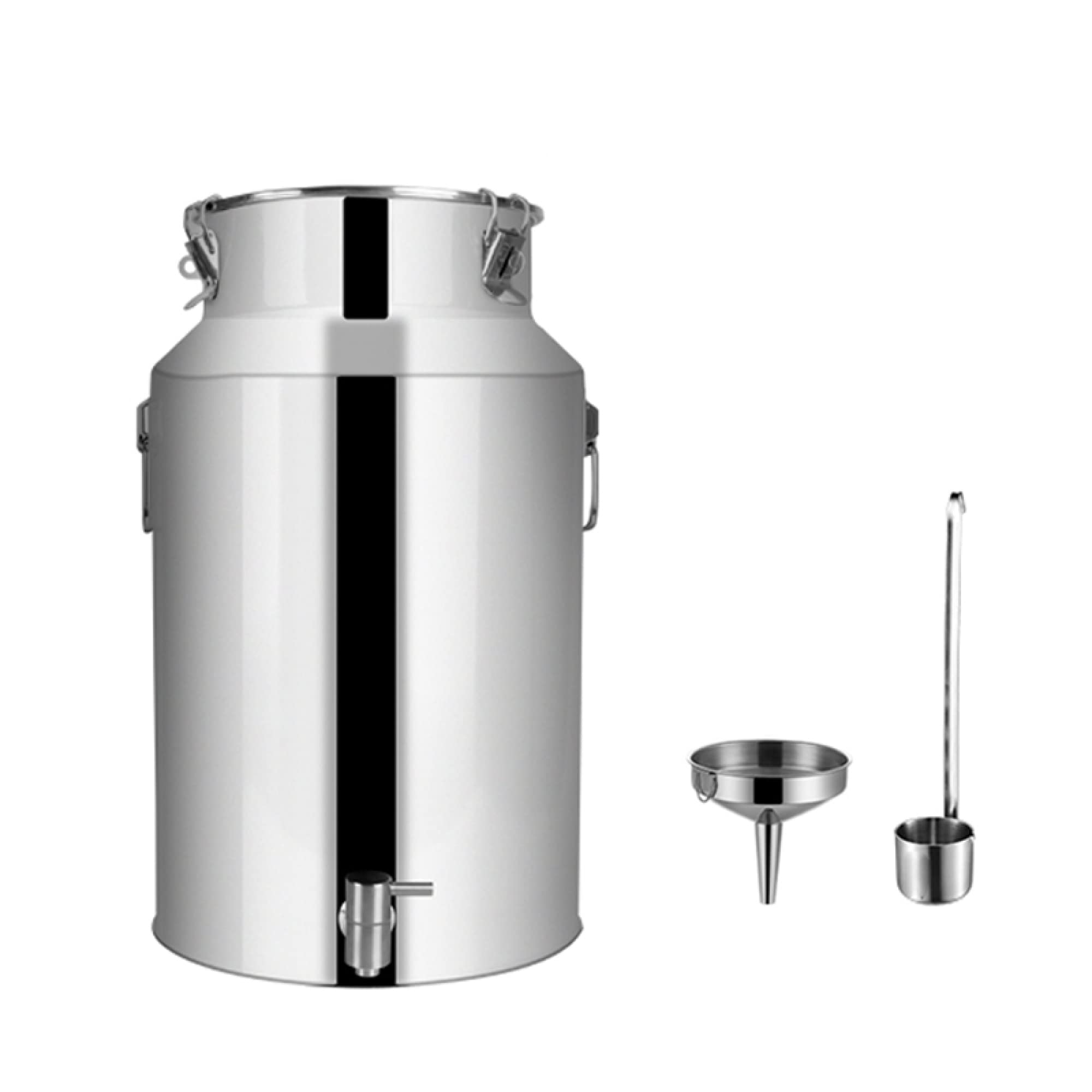 SaryEdge Stainless Steel Farm Milk Can Milk Transport Storage Canister Heavy Duty Pail Water Bottle Oil Barrel Tea Tank Dairy Pot with Spigot/Funnel/,Siliver,Siliver-9L