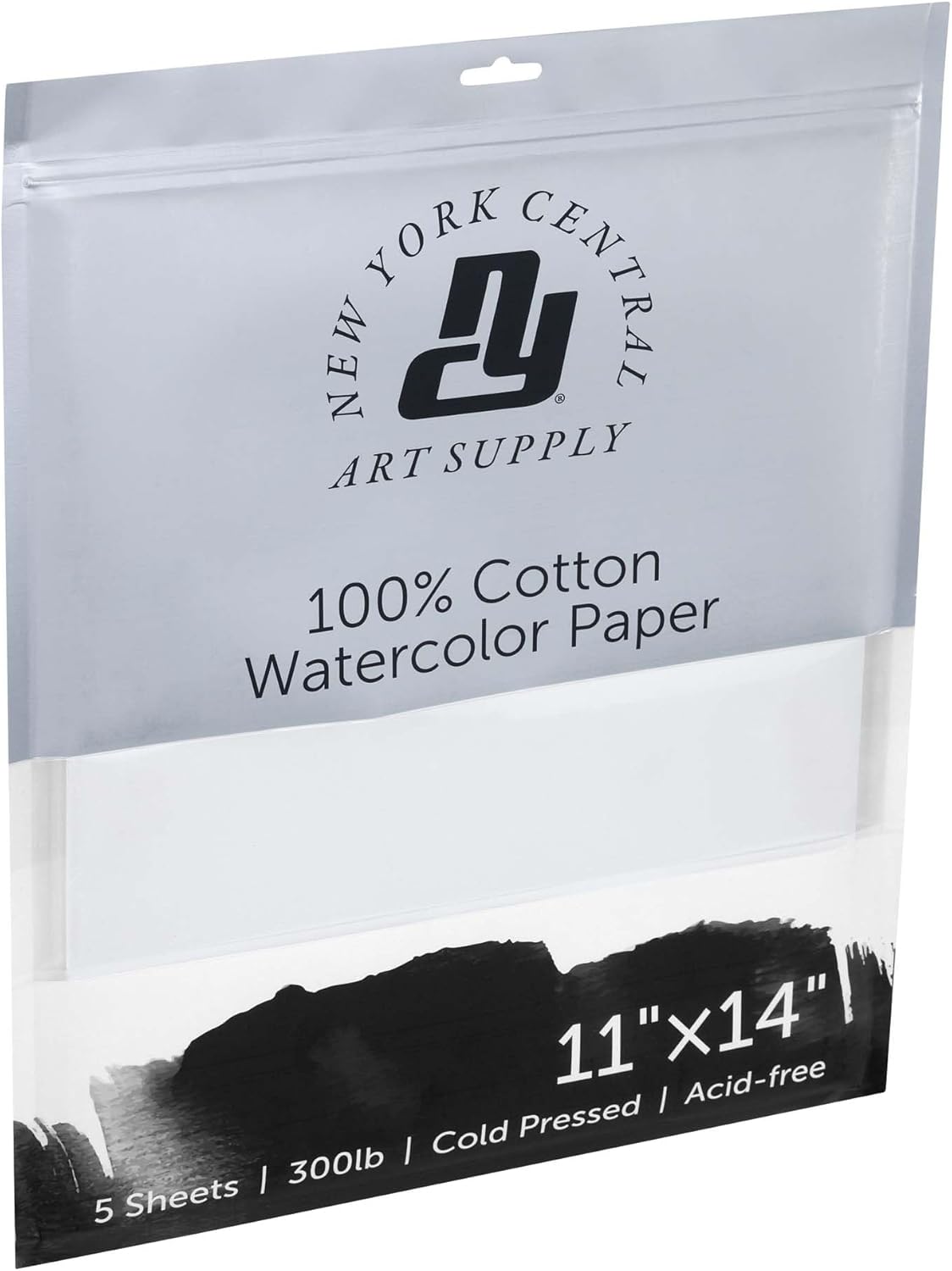 New York Central Watercolor Paper - 11x14-1 Pack of 5 Sheets - 300 lb. Cold Press - 100% Cotton, Acid-Free, Archival Quality, Bright White Watercolor Paper Pad for Wet & Dry Media