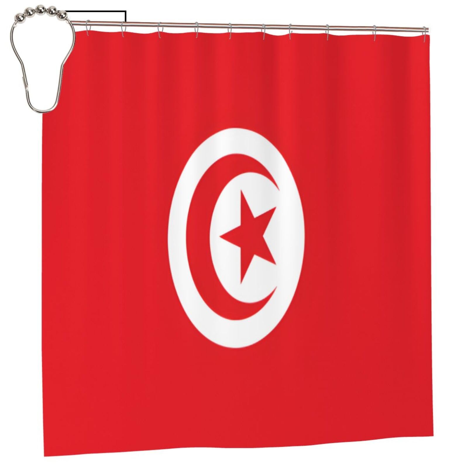 KLGRTJHK Tunisian flag Shower Curtain 72x72in Bathroom Curtain﻿