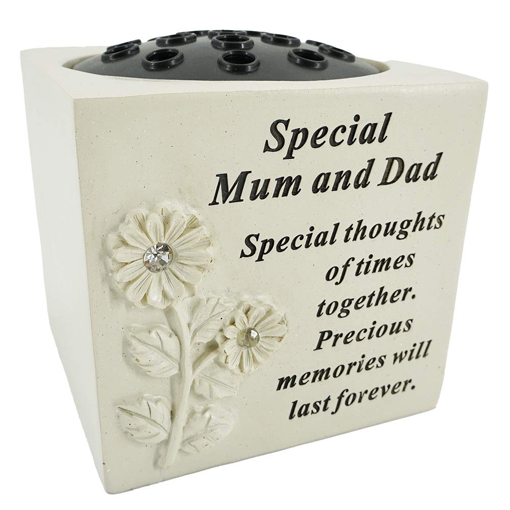 Special Mum and Dad Graveside Memorial Flower Pot Verse Grave Vase Loved Garden