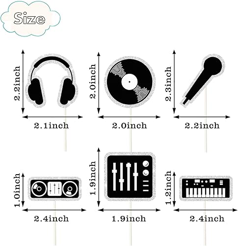 Miniatura 2 de 8 adornos para magdalenas de DJ, decoraciones de cupcakes temáticos musicales, selecciones de pasteles de feliz cumpleaños, decoraciones musicales