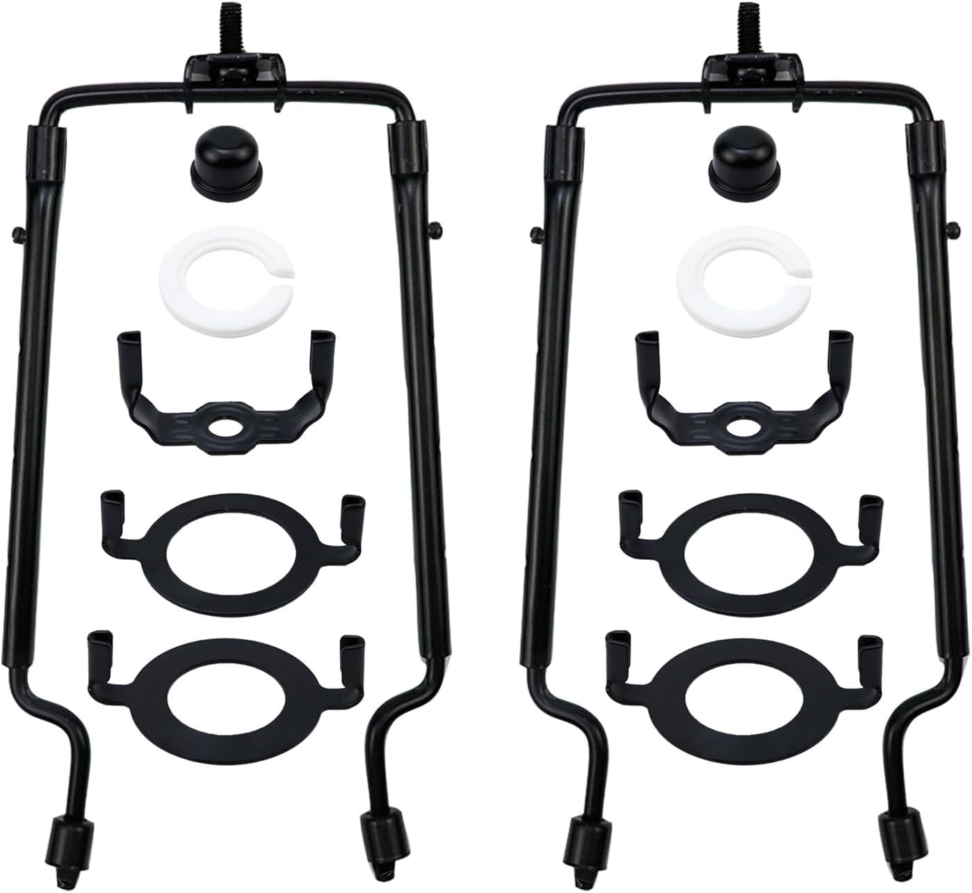 Antrader 7 8 9 10 Inch Lamp Shade Harp Holder,Adjustable Lamp Harp Kit,2 Sets Lamp Shade Harp and 3/8 inch Standard Saddle E14 E26 E27 Light Base UNO Fitter Adapter Converter Finial Set (Black)