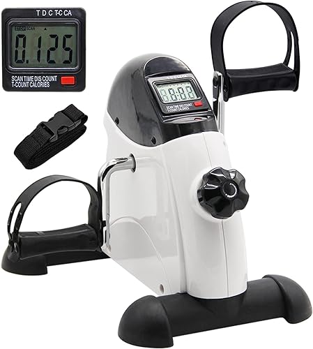 Hausse - Bicicleta de ejercicio portátil para piernas y brazos bicicleta miniatura con pantalla LCD Negro, Blanco
