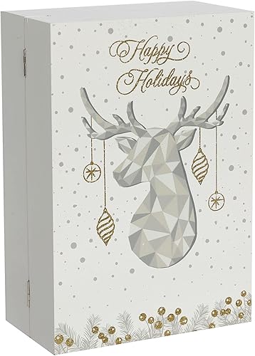 Miniatura 7 de PIONEER-EFFORT Calendario de Adviento de madera de Navidad con LED, blanco y dorado, cuenta regresiva de renos de Navidad, regalos de vacaciones con