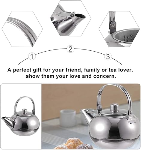 Miniatura 4 de Cabilock Olla de acero inoxidable Olla de agua caliente Tetera azul Infusor de té suelto Hervidor de agua Tetera Estufa Tetera Silbosa Tetera