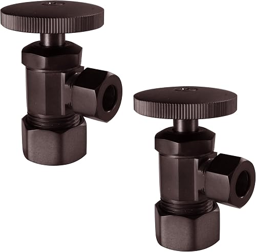 Westbrass D105-2-12 Round Handle Angle Stop Shut Off Valve, 1/2" Copper Pipe Inl