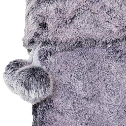 New Traditions Simplify Your Holiday 3-Pack 20 inch Faux Fur Stocking with Folded Cuff & Pom-Poms (Gray/Black)