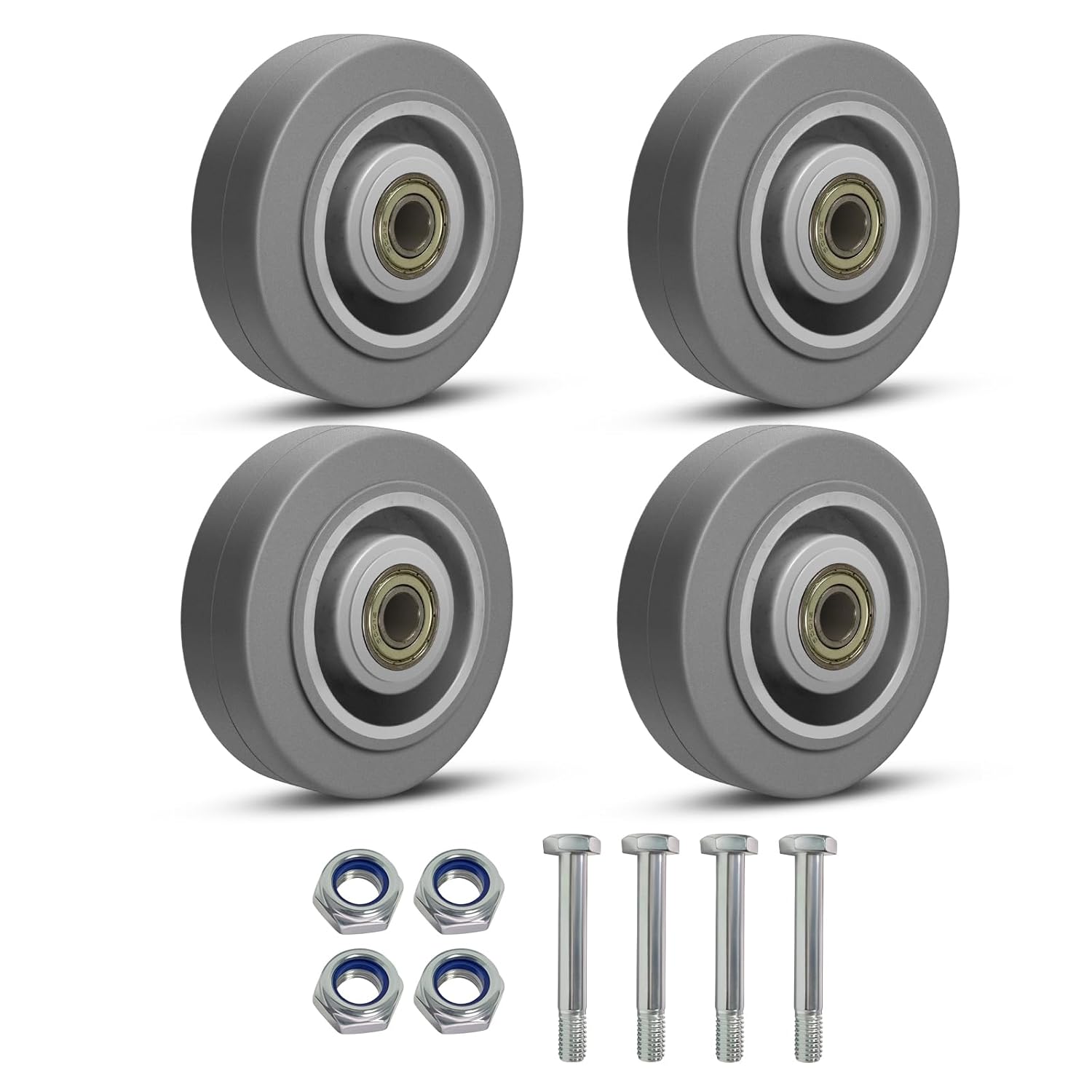 3.5'' Caster Wheels, ASOMWLS Industrial Rubber Casters Set of 4 with Load 1000lbs Capacity, Non Marking Replacement Wheels for Cart Dolly Trolley (4 Wheel)