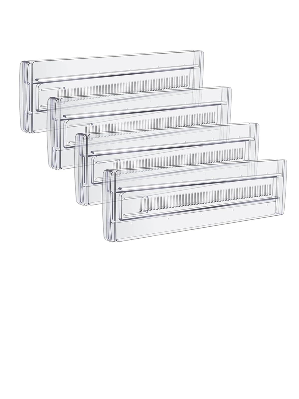 CIGPKLO Drawer Dividers 4 Pack Drawer Dividers Adjustable Organizers, Transparent Expandable Dresser For Clothes, Kitchen Utensils