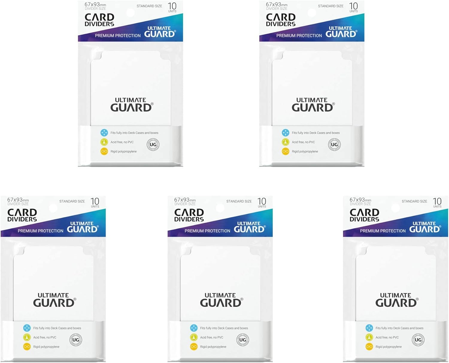 5 Packs Ultimate Guard White Card Dividers (10) Standard Size Value Bundle!