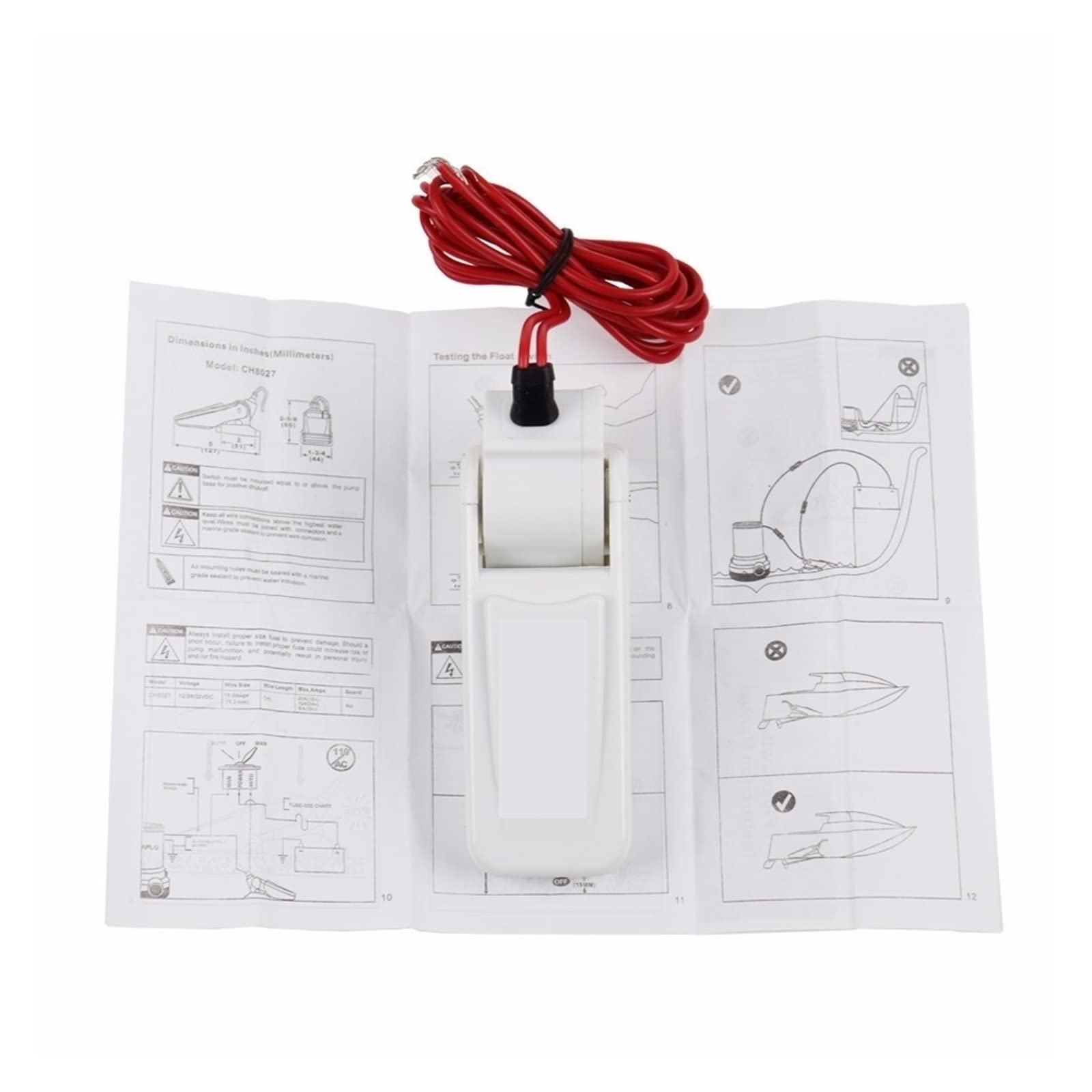 Pompa Di Sentina 3700GPH – Pompa Acqua Elettrica Sommergibile 12V/24V Per Barche, Con Interruttore A Galleggiante, Flusso Potente E Corpo In Termoplastico
