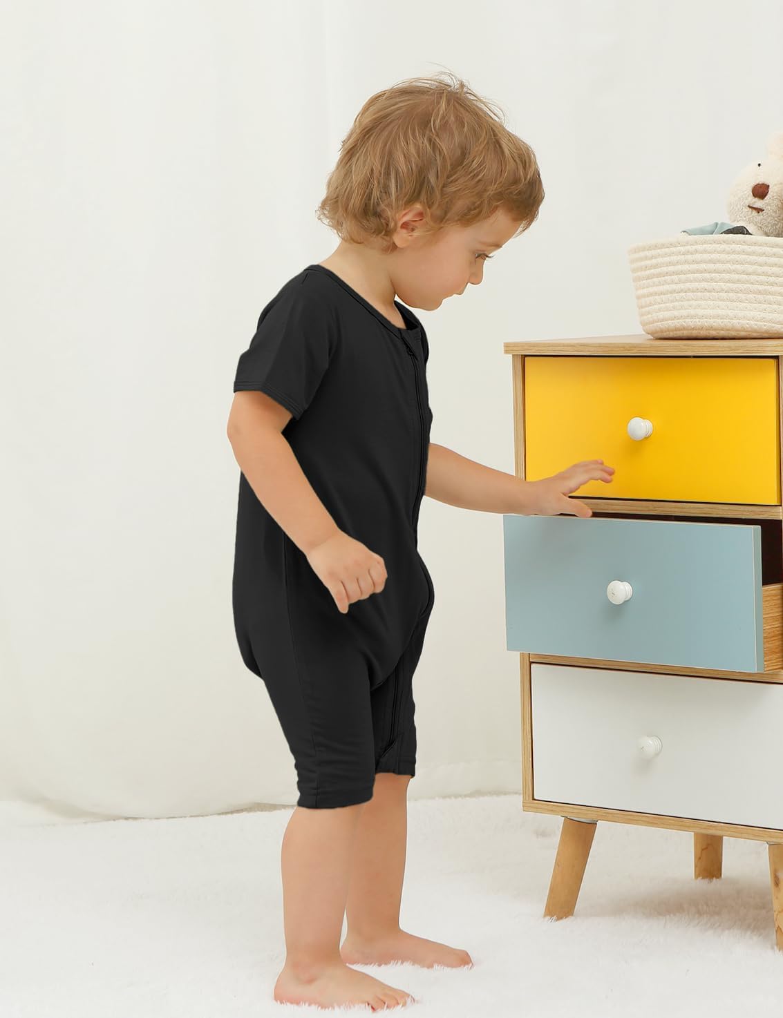 Baby Romper 3 Pack Bamboo Rayon Footless Short Sleeve Zipper Romper - Image 3