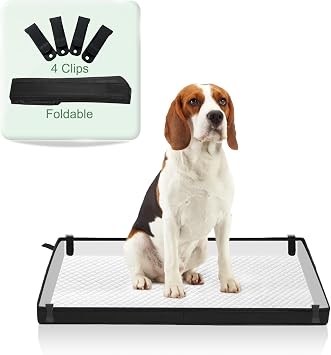 HQ4US 4LEGS Large Portable Dog Pee Pads Foldable Liner Base 33x23 Training Pad Holder with Fixing Clips, Waterproof, Easy Clean, Indoor Dog Potty