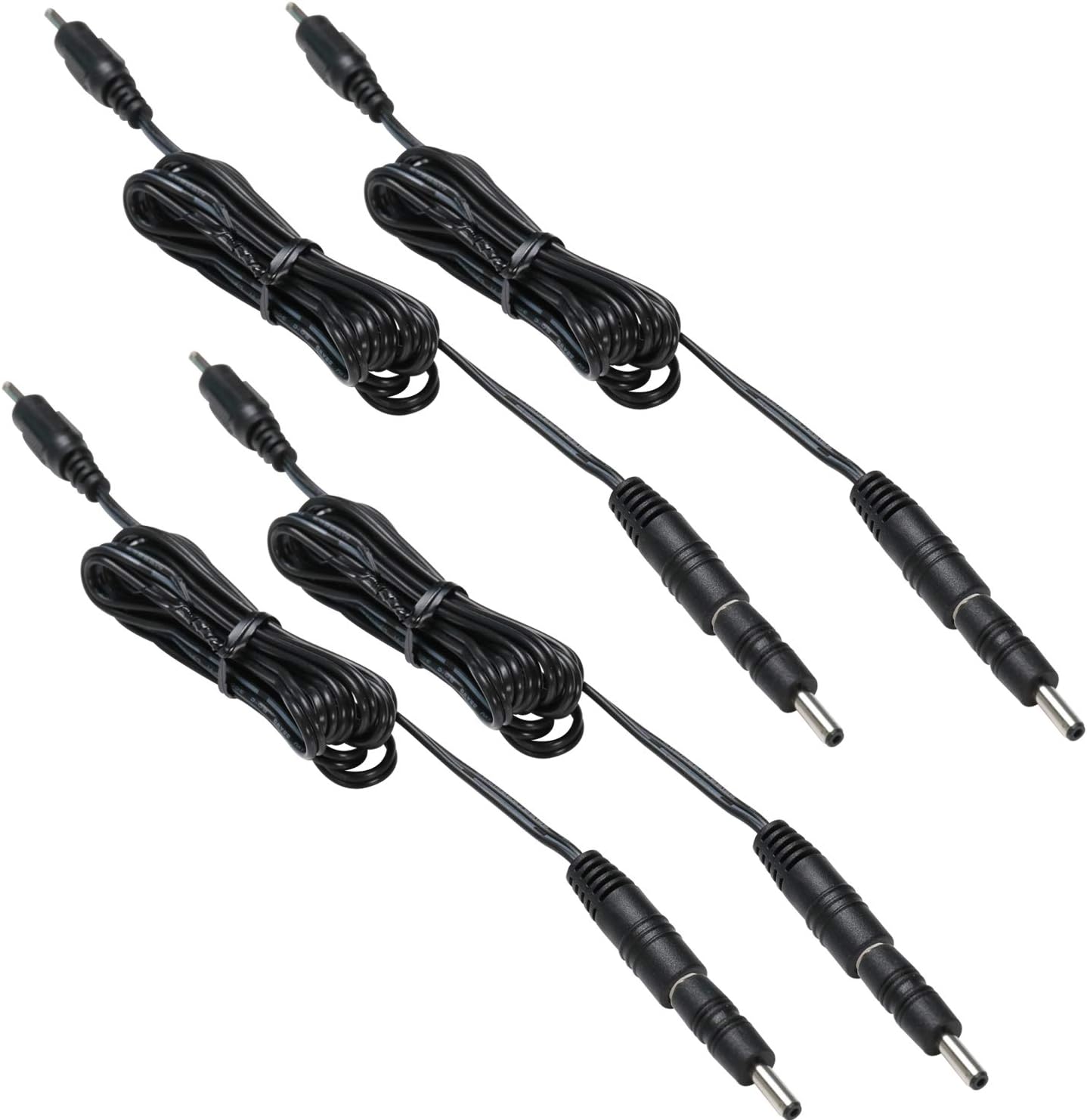 3.5X1.35 DC Connector for AIBOO Single White Kitchen Light Bar, 22AWG,Black Extension Cords,5ft.(3.5 X 1.35 mm Black Cords,4 Packs)